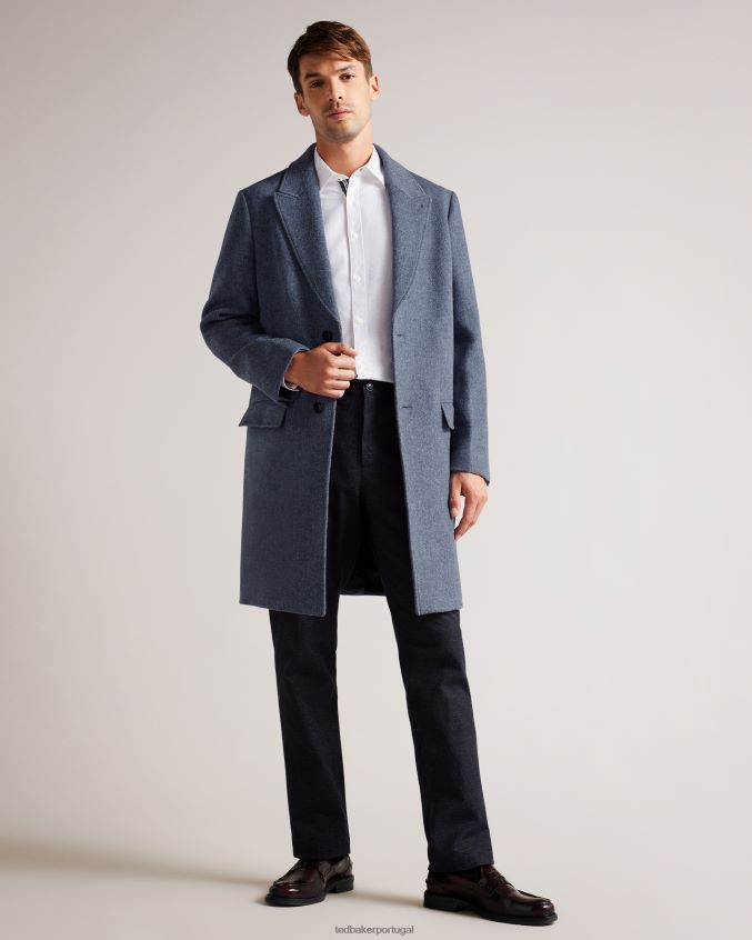 roupas Ted Baker sobretudo raydon pura lã trespassado azul médio homens 8X6HDF1285