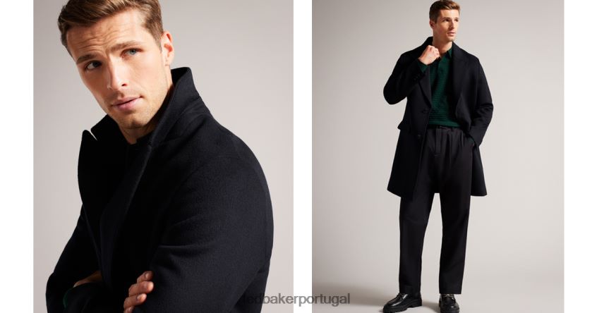 roupas Ted Baker sobretudo raydon pura lã trespassado marinha homens 8X6HDF1276