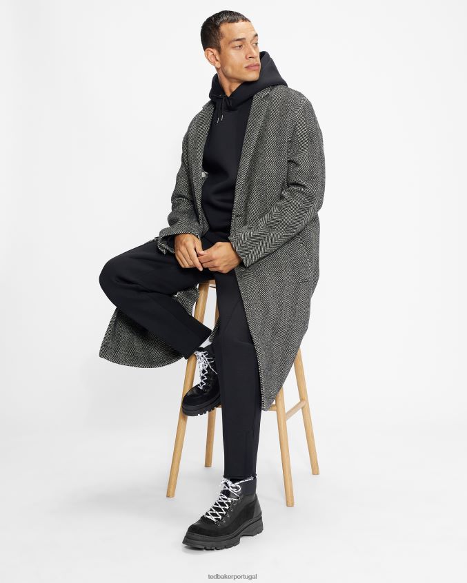 roupas Ted Baker sobretudo travers em tecido espinha de peixe preto homens 8X6HDF1674