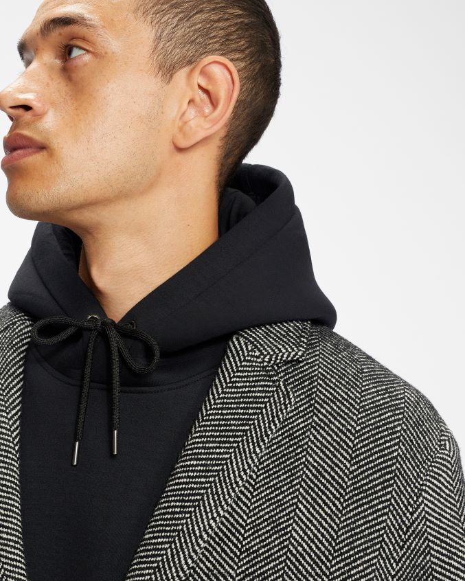 roupas Ted Baker sobretudo travers em tecido espinha de peixe preto homens 8X6HDF1674