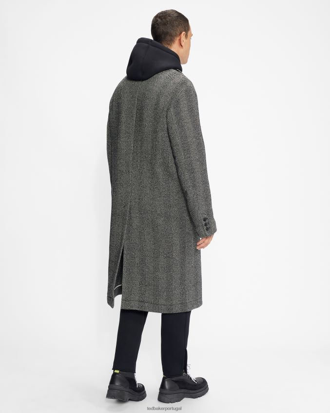 roupas Ted Baker sobretudo travers em tecido espinha de peixe preto homens 8X6HDF1674