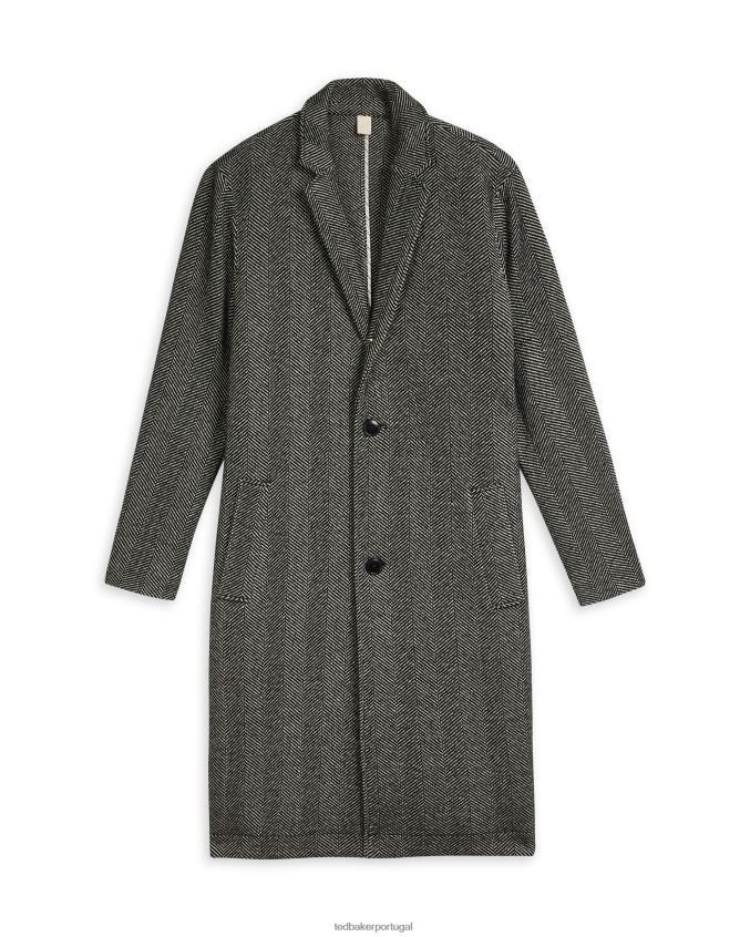 roupas Ted Baker sobretudo travers em tecido espinha de peixe preto homens 8X6HDF1674