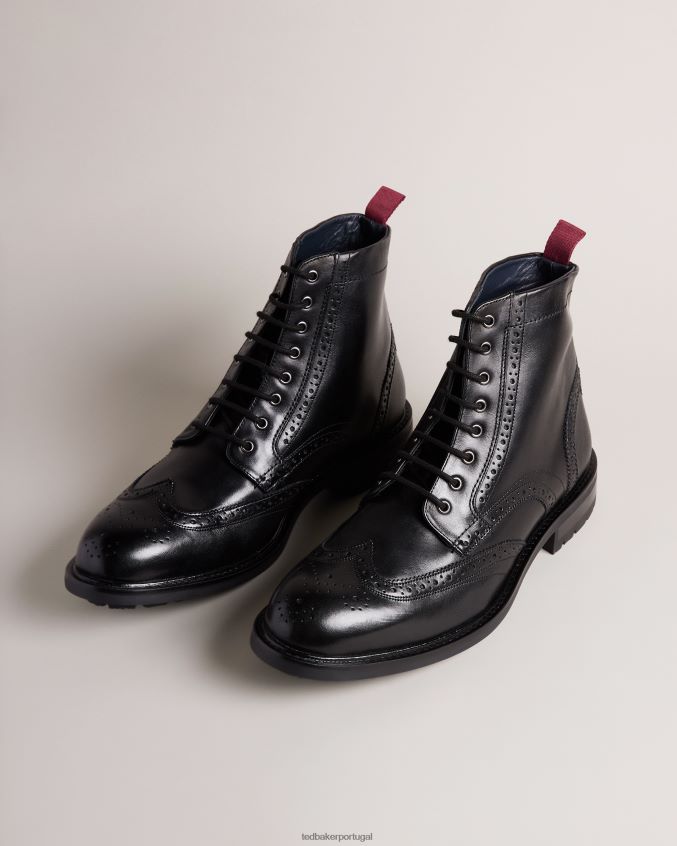 sapato Ted Baker bota wadelan de couro com cadarço preto homens 8X6HDF1800