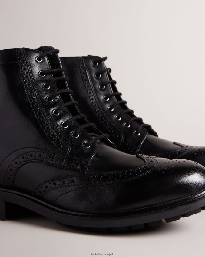 sapato Ted Baker bota wadelan de couro com cadarço preto homens 8X6HDF1800