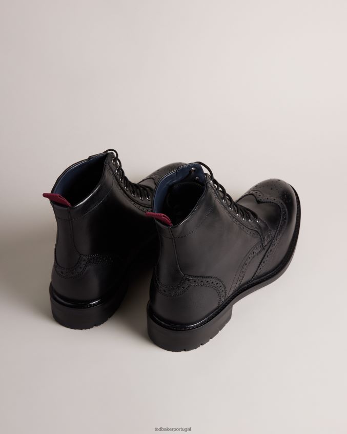 sapato Ted Baker bota wadelan de couro com cadarço preto homens 8X6HDF1800