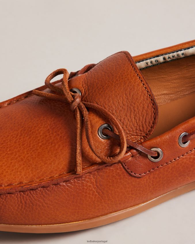 sapato Ted Baker Kenneyp sapatos de barco casuais de couro seixo bronzeado homens 8X6HDF1879