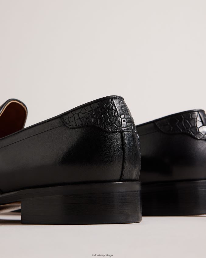 sapato Ted Baker mocassins formais de couro com efeito crocodilo antoinn preto homens 8X6HDF1794