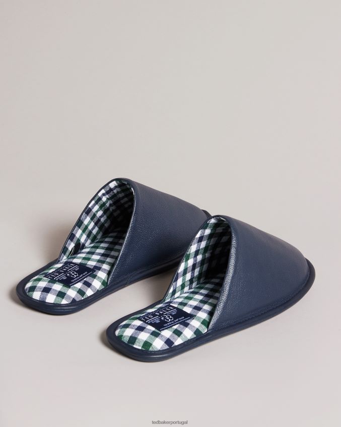 sapato Ted Baker chinelos mule de couro ardin marinha homens 8X6HDF1967