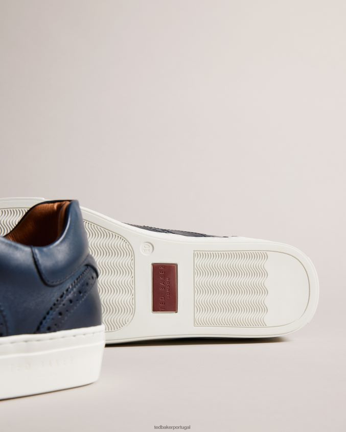 sapato Ted Baker brogues híbridos de couro polido dentton azul médio homens 8X6HDF1864