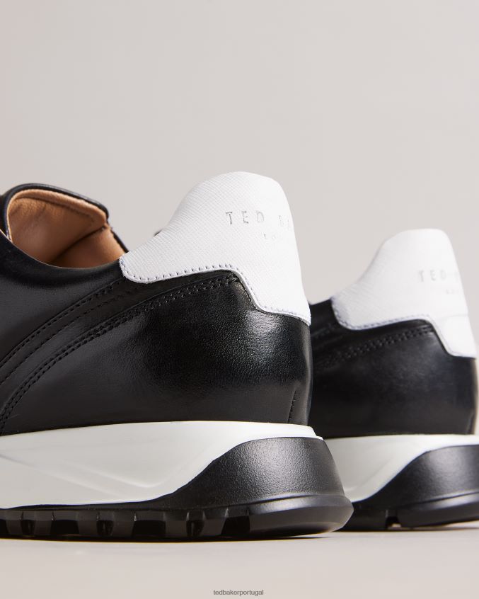 sapato Ted Baker tênis frayne saffiano couro preto homens 8X6HDF1910