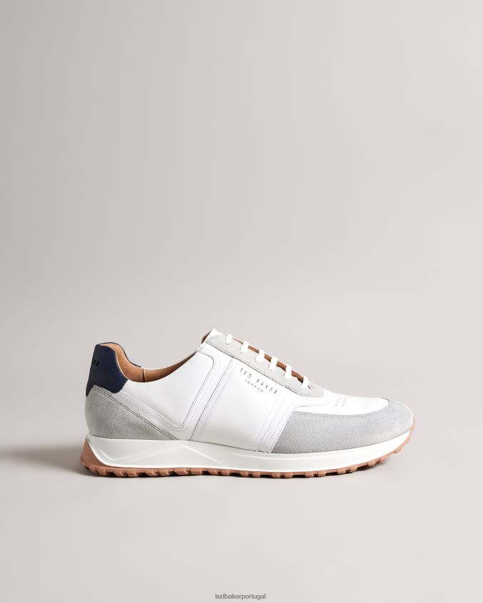 sapato Ted Baker tênis frayney de couro e camurça marinha homens 8X6HDF1822