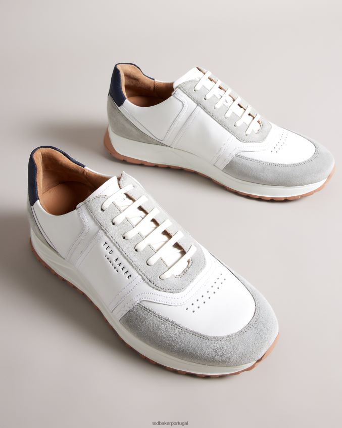 sapato Ted Baker tênis frayney de couro e camurça marinha homens 8X6HDF1822