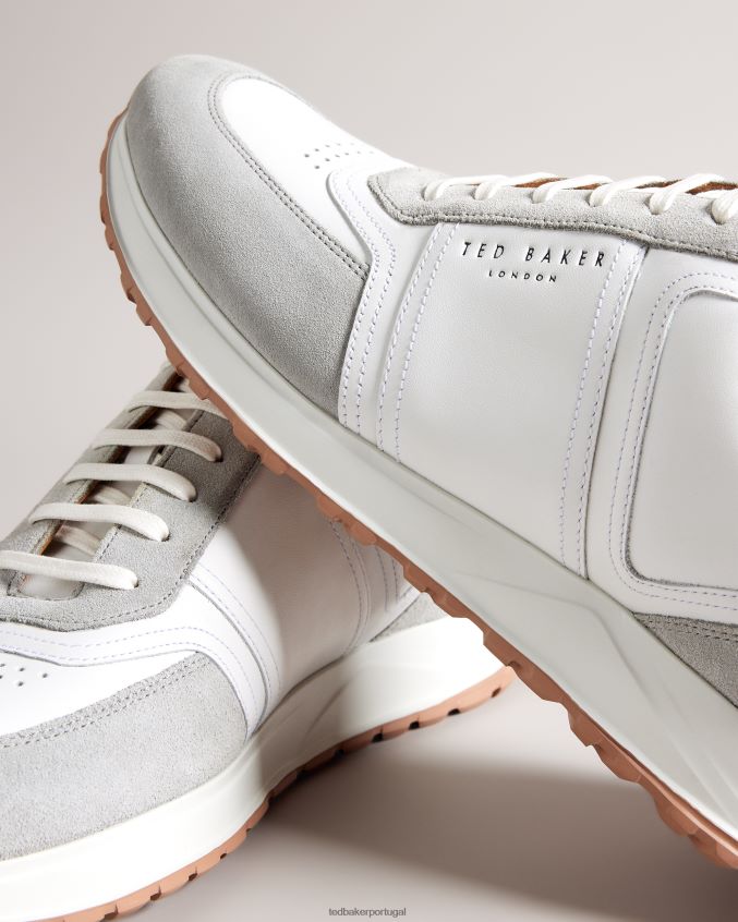 sapato Ted Baker tênis frayney de couro e camurça marinha homens 8X6HDF1822