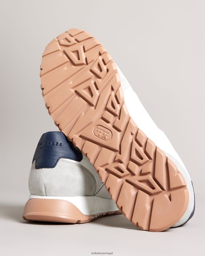 sapato Ted Baker tênis frayney de couro e camurça marinha homens 8X6HDF1822