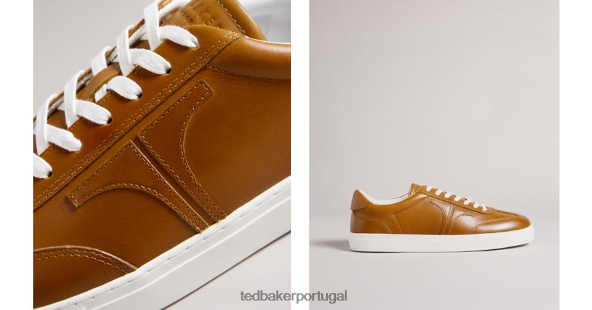sapato Ted Baker tênis retrô de couro robertt bronzeado homens 8X6HDF2075