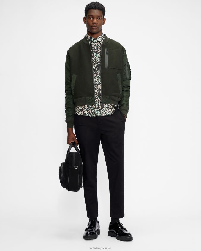 roupas Ted Baker calça cônica de sarja escovada kosmos preto homens 8X6HDF1676