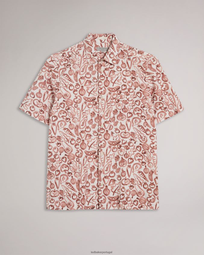 roupas Ted Baker camisa argo ss com estampa vegetal laranja escuro homens 8X6HDF1641