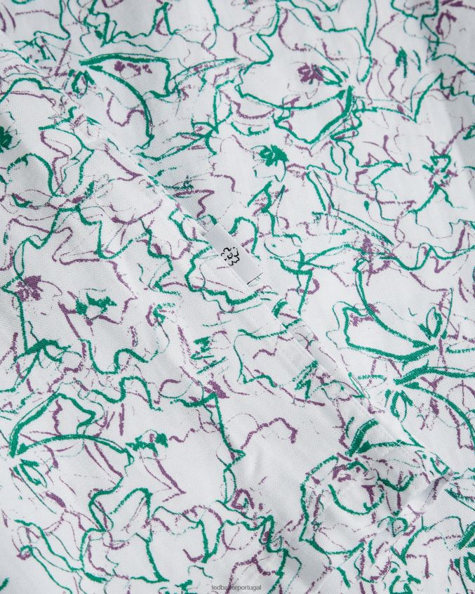 roupas Ted Baker camisa bartlet manga curta com estampa revere branco homens 8X6HDF1677