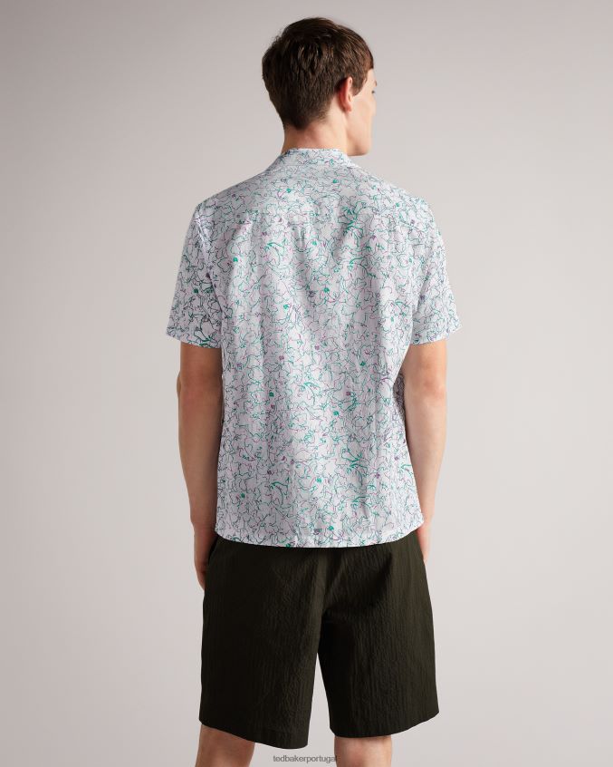 roupas Ted Baker camisa bartlet manga curta com estampa revere branco homens 8X6HDF1677