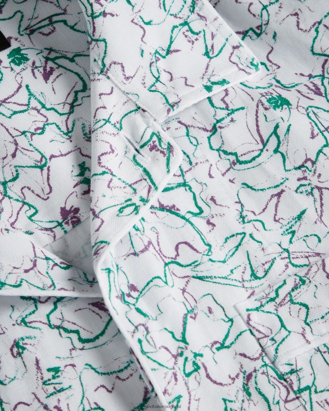 roupas Ted Baker camisa bartlet manga curta com estampa revere branco homens 8X6HDF1677