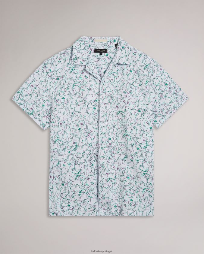 roupas Ted Baker camisa bartlet manga curta com estampa revere branco homens 8X6HDF1677