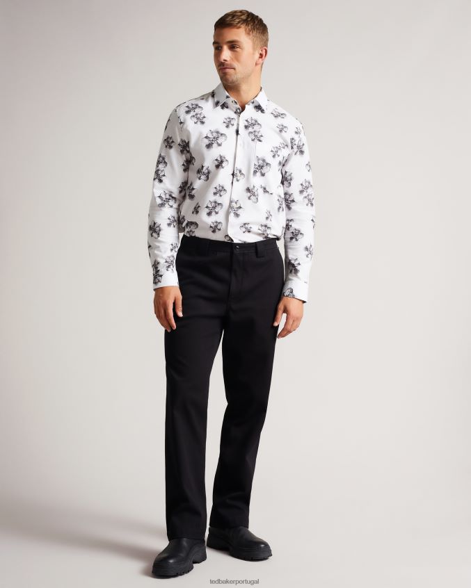 roupas Ted Baker camisa fotográfica com estampa magnólia milhill ls branco homens 8X6HDF1675