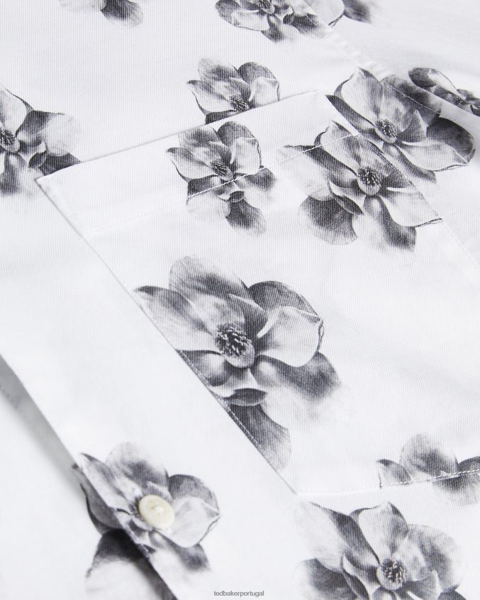 roupas Ted Baker camisa fotográfica com estampa magnólia milhill ls branco homens 8X6HDF1675