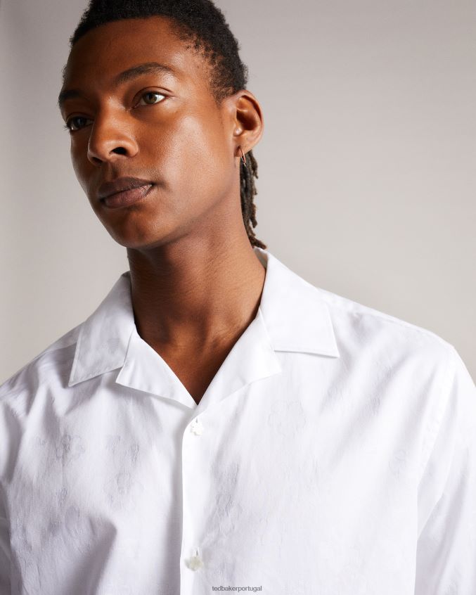 roupas Ted Baker camisa jacquard floral de manga curta homelea branco homens 8X6HDF1666