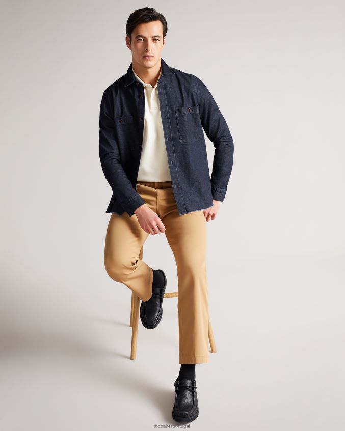 roupas Ted Baker camisa jeans manga longa enfield azul escuro homens 8X6HDF1688