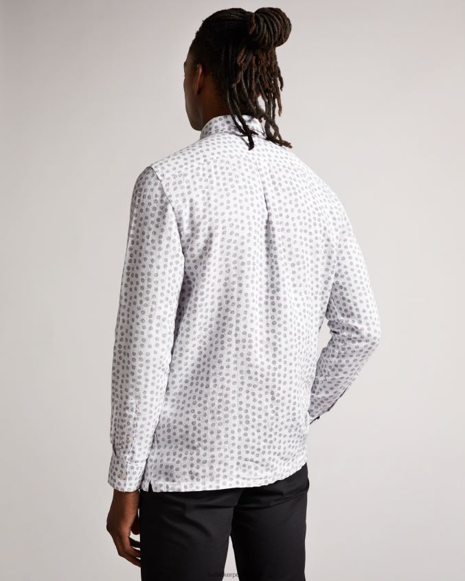 roupas Ted Baker camisa manga longa com estampa local aillon cinza homens 8X6HDF1652