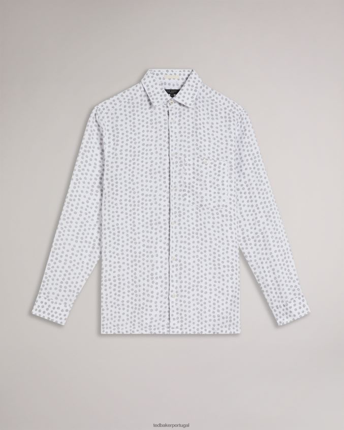roupas Ted Baker camisa manga longa com estampa local aillon cinza homens 8X6HDF1652