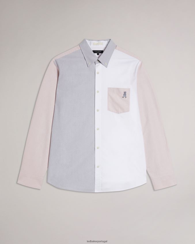 roupas Ted Baker camisa oxford color block fosfat ls multicolorido homens 8X6HDF1685