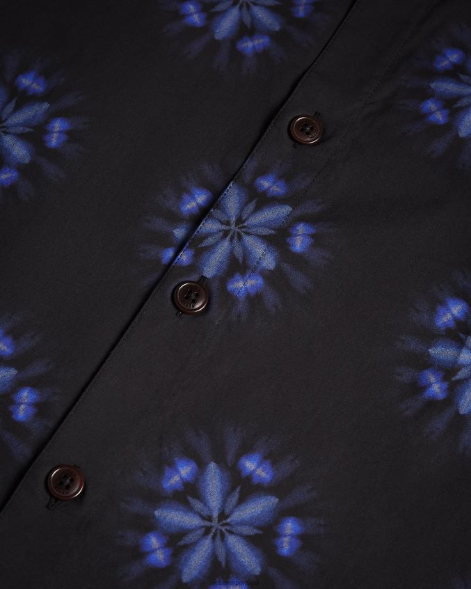 roupas Ted Baker camisa paden manga curta com estampa floral preto homens 8X6HDF1649