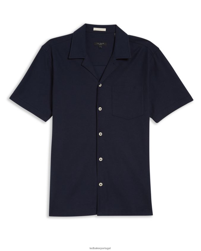 roupas Ted Baker camisa piquê chatley manga curta marinha homens 8X6HDF1687