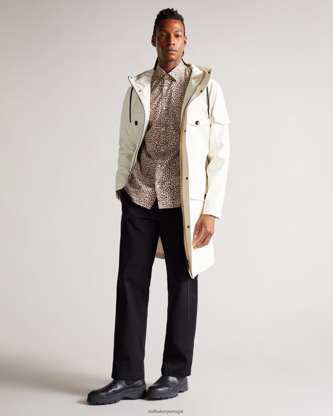 roupas Ted Baker camisa retrô de bolinhas manga longa dunston marrom homens 8X6HDF1656