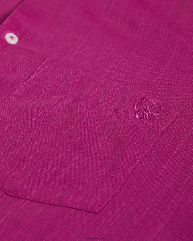 roupas Ted Baker observação camisa de linho manga longa roxo profundo homens 8X6HDF1716