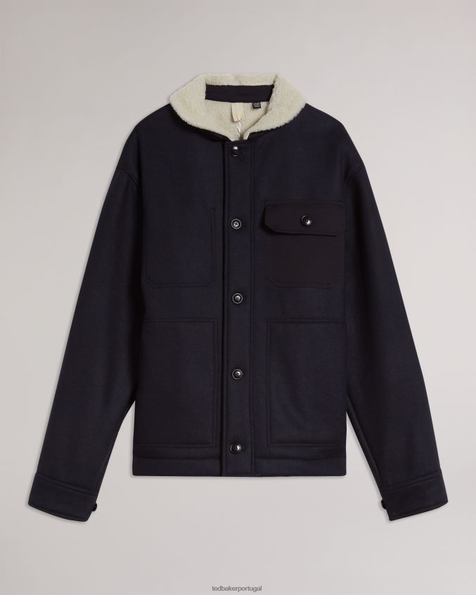 roupas Ted Baker jaqueta de lã jansky marinha homens 8X6HDF1667