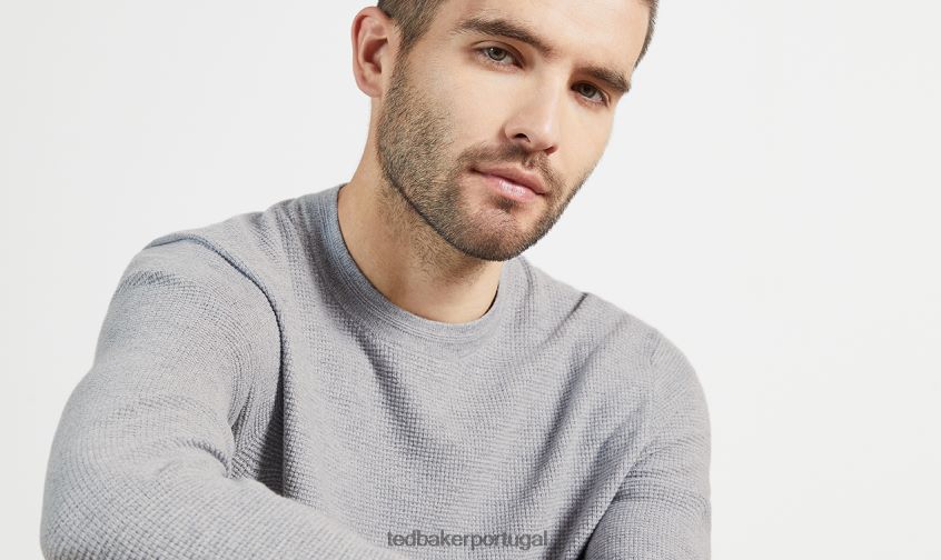 roupas Ted Baker Suéter com gola redonda texturizado Staylay marga cinza homens 8X6HDF1695