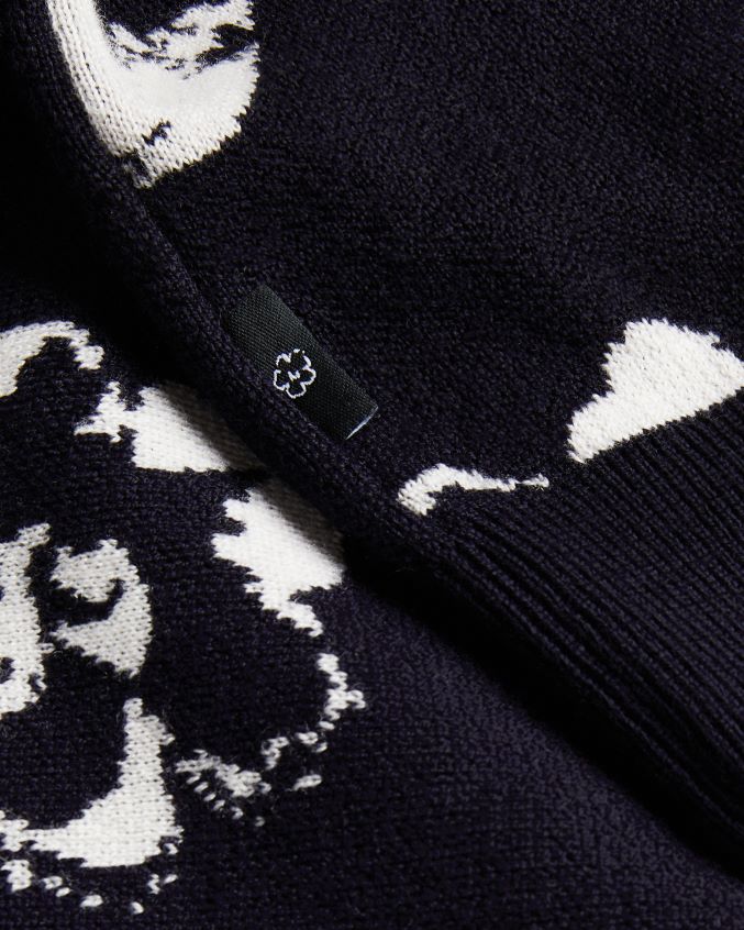 roupas Ted Baker camiseta sandsen com estampa floral de manga longa e gola redonda azul marinho homens 8X6HDF1689