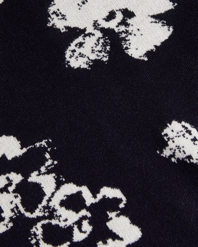 roupas Ted Baker camiseta sandsen com estampa floral de manga longa e gola redonda azul marinho homens 8X6HDF1689