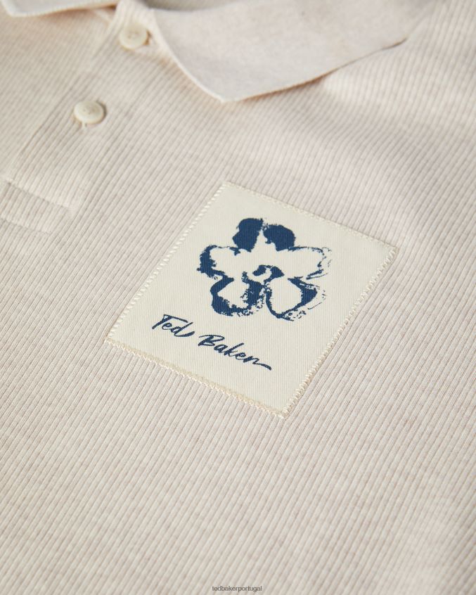 roupas Ted Baker camisa polo canelada manga curta marden natural homens 8X6HDF1719