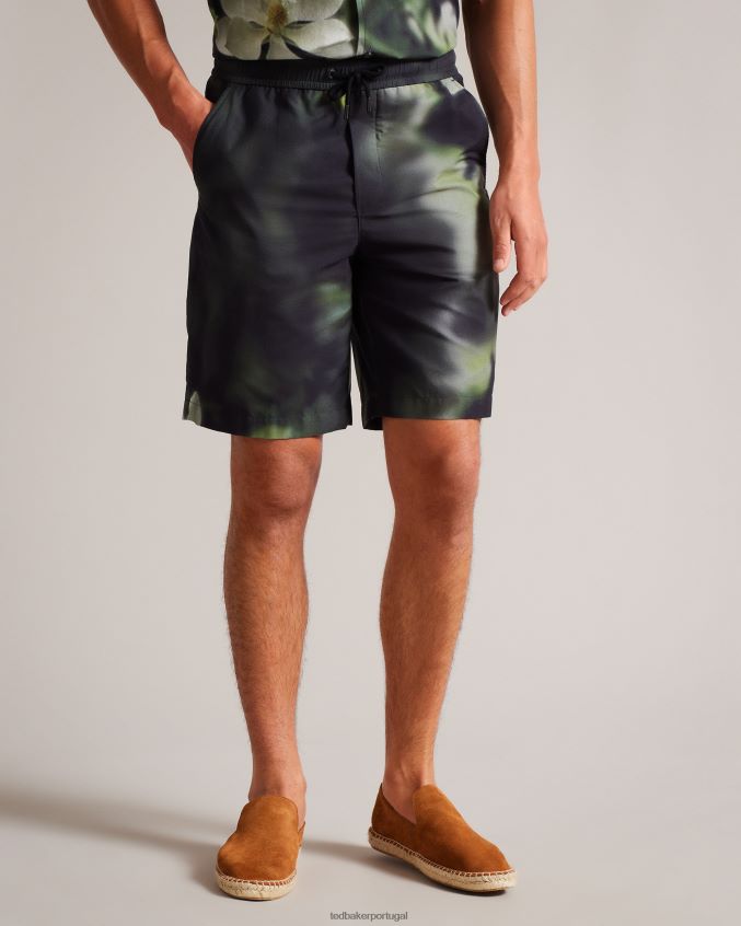 roupas Ted Baker short com estampa floral digital caol preto homens 8X6HDF1712