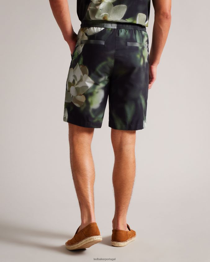 roupas Ted Baker short com estampa floral digital caol preto homens 8X6HDF1712