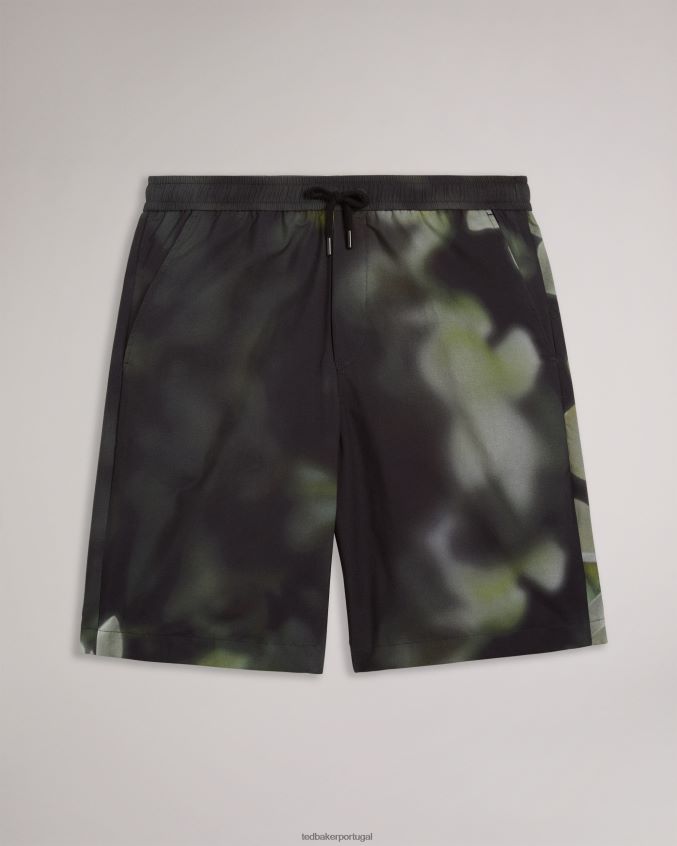 roupas Ted Baker short com estampa floral digital caol preto homens 8X6HDF1712