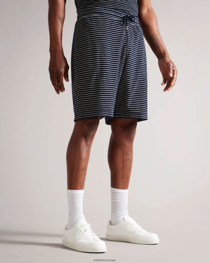 roupas Ted Baker shorts atoalhados com cordão Sydner marinha homens 8X6HDF1728