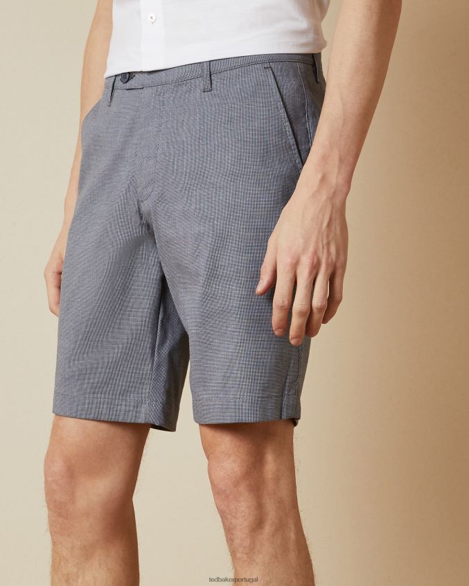 roupas Ted Baker shorts de algodão semi liso corto azul homens 8X6HDF1724