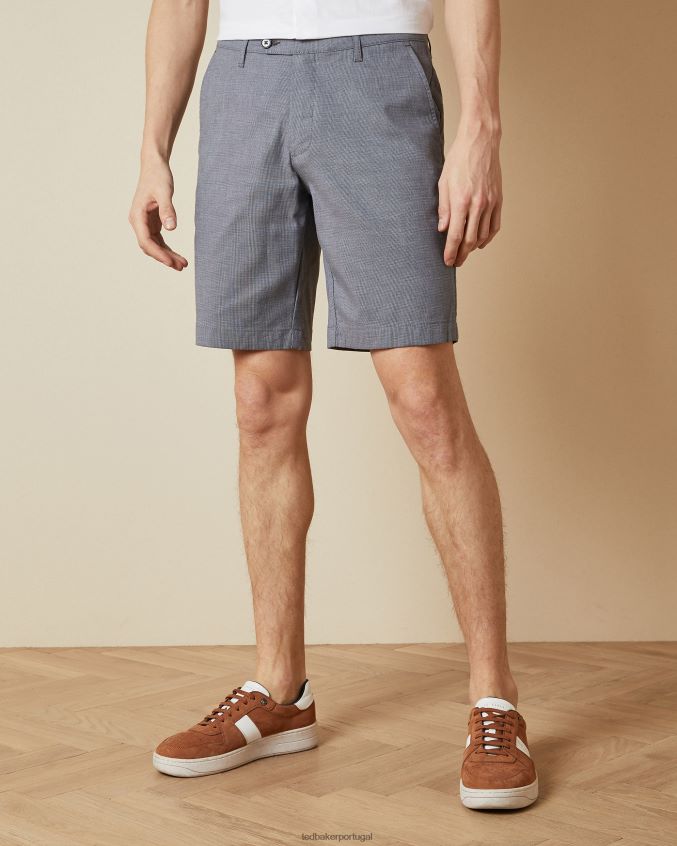 roupas Ted Baker shorts de algodão semi liso corto azul homens 8X6HDF1724