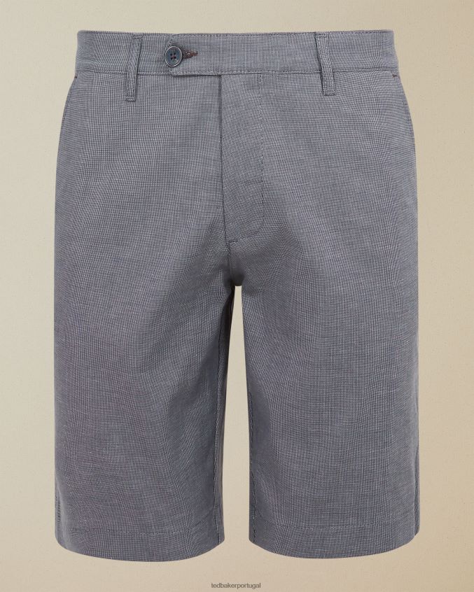 roupas Ted Baker shorts de algodão semi liso corto azul homens 8X6HDF1724