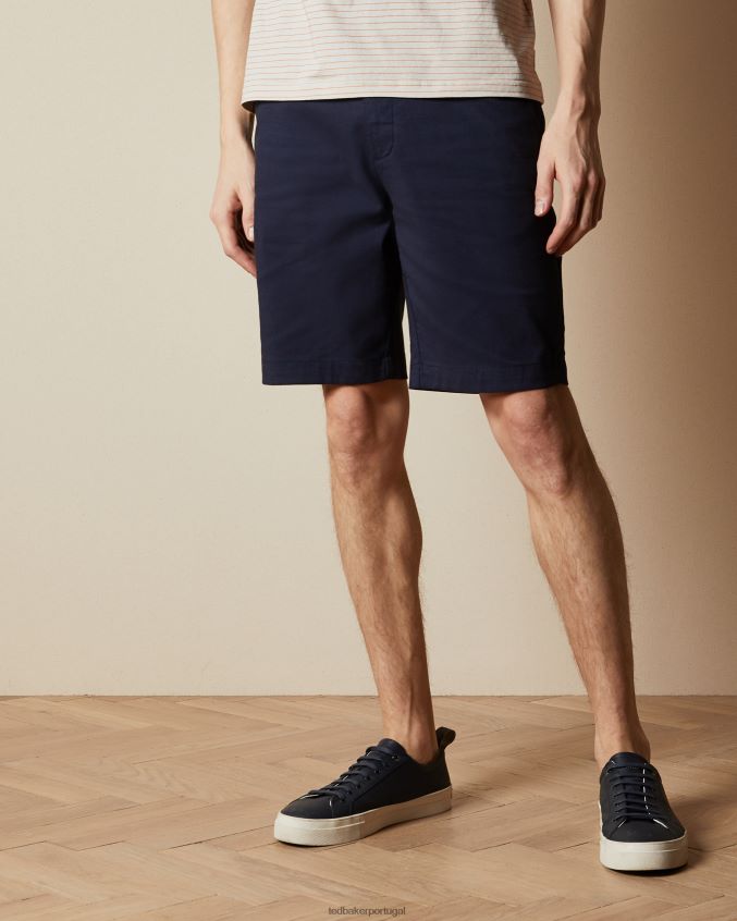 roupas Ted Baker shorts de algodão semi liso corto marinha homens 8X6HDF1692
