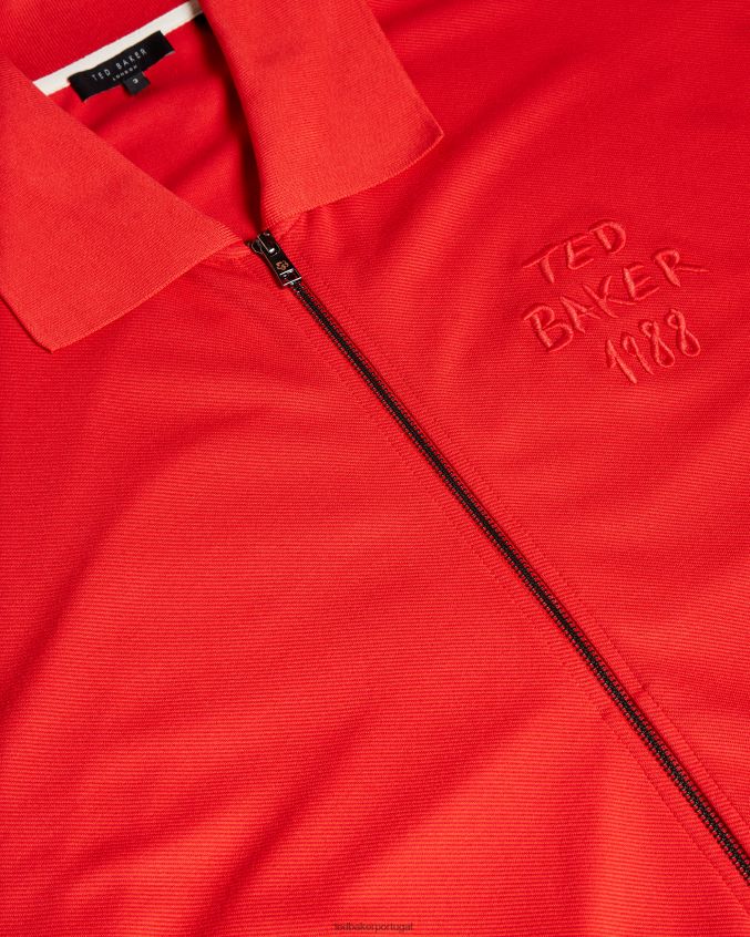 roupas Ted Baker camisa gráfica lymn ls zip through vermelho brilhante homens 8X6HDF1627